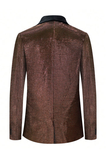 Sparkly Brown One Button Sjal Revers Mænds Blazer